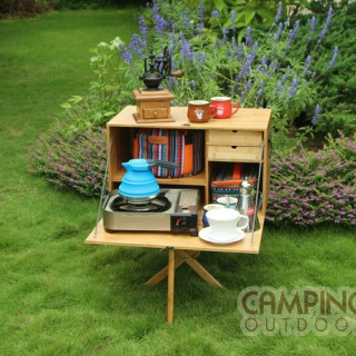 【山野賣客】ARC-780 手作天然竹木咖啡箱 收納箱 折疊桌 置物台 置物架 手提箱