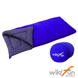 【山野賣客】WildFun 野放 可拼接方型親子睡袋 藍紫/900g填充 CX001 纖維睡袋 防潑水
