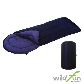 【山野賣客】WildFun 野放 加大型舒適睡袋(深藍) CE004 纖維睡袋 防潑水