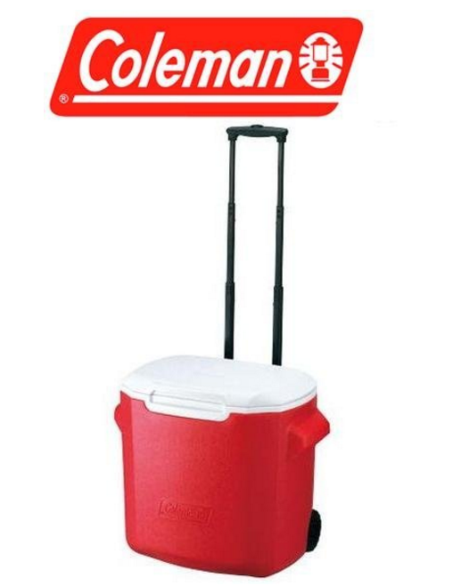 【山野賣客】美國 Coleman 26.5L拖輪置物型冰桶 厚壁 保冷冰箱 拉桿式行動冰箱 食物保鮮 CM-0026