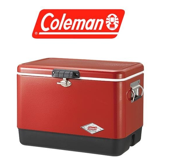 【山野賣客】美國 Coleman紅黑經典不鏽鋼冰箱 硬式冰桶 不銹鋼冰箱 保冷箱行動冰箱 CM-04320