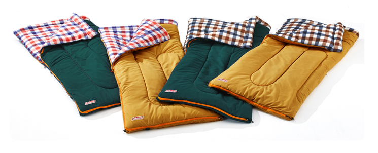 【山野賣客】Coleman CM-26650 5℃棕格紋刷毛睡袋 信封型睡袋 化纖睡袋 纖維睡袋 可全開