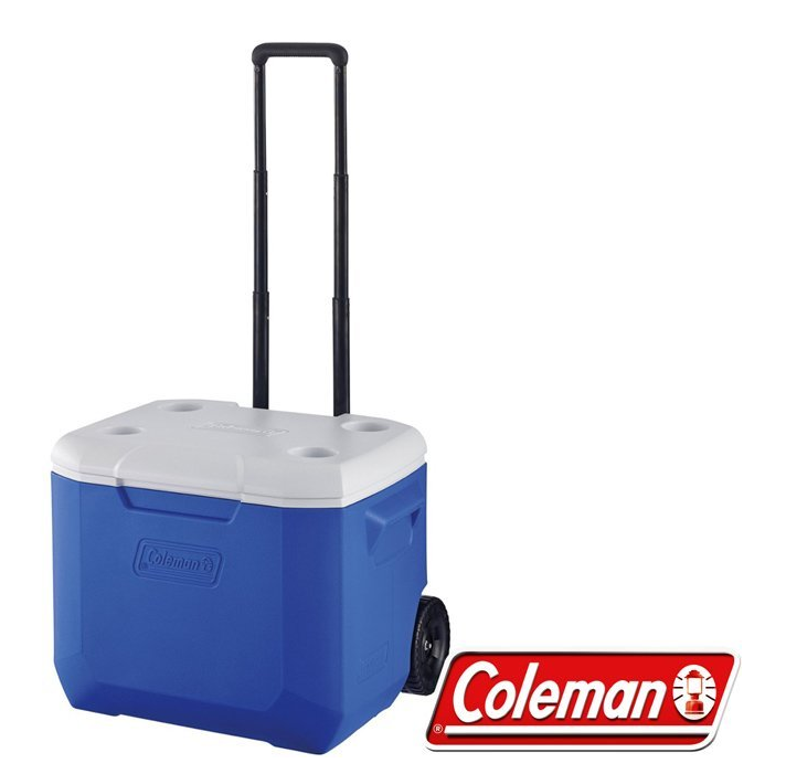 【山野賣客】ColemanCM-27863_海洋藍 56L行動拉桿托輪冰箱 保冷袋 保冷釣箱 收納保冰桶