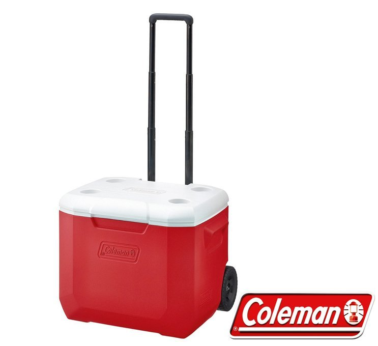 【山野賣客】Coleman CM-27864_美利紅 56L行動拉桿托輪冰箱 保冷袋 保冷釣箱 收納保冰桶