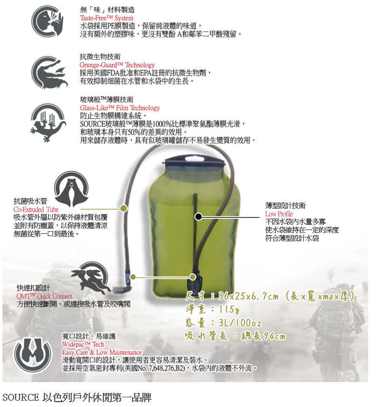 【山野賣客】Source DoubleD軍用水袋背包 4010790145 黑色 【山野賣客】Source DoubleD軍用水袋背包 4010790145 黑色