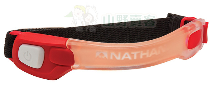 美國NATHAN 輕量防水LED手臂環-紅 NA5073NTD 發光 可調鬆緊 夜間運動 晨跑 自行車