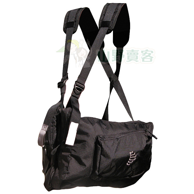 美國RIBZ 多功能旅行胸前袋(黑) 登山背包 證件包 釣魚背心 RI-BLKS1111